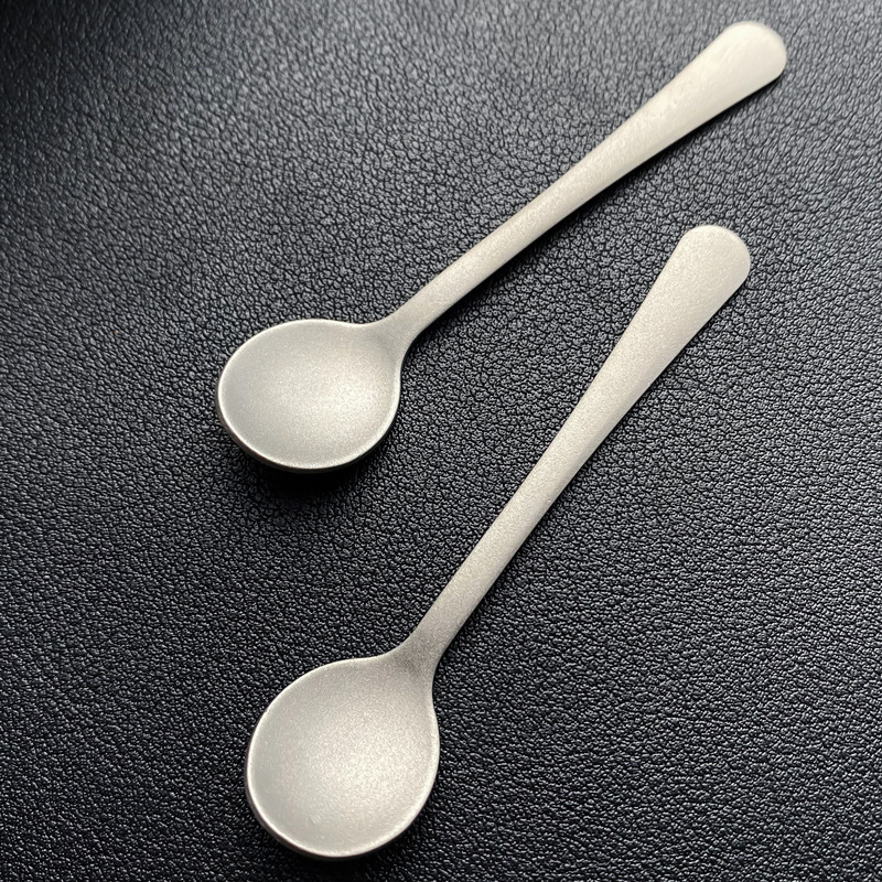 Lingură mini din titan pur, 7,4 cm, lingură de desert, lingură de condimente, linguriță de măsurare pentru pulberi medicamentoase