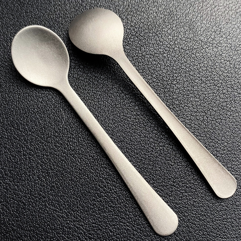 Lingură mini din titan pur, 7,4 cm, lingură de desert, lingură de condimente, linguriță de măsurare pentru pulberi medicamentoase