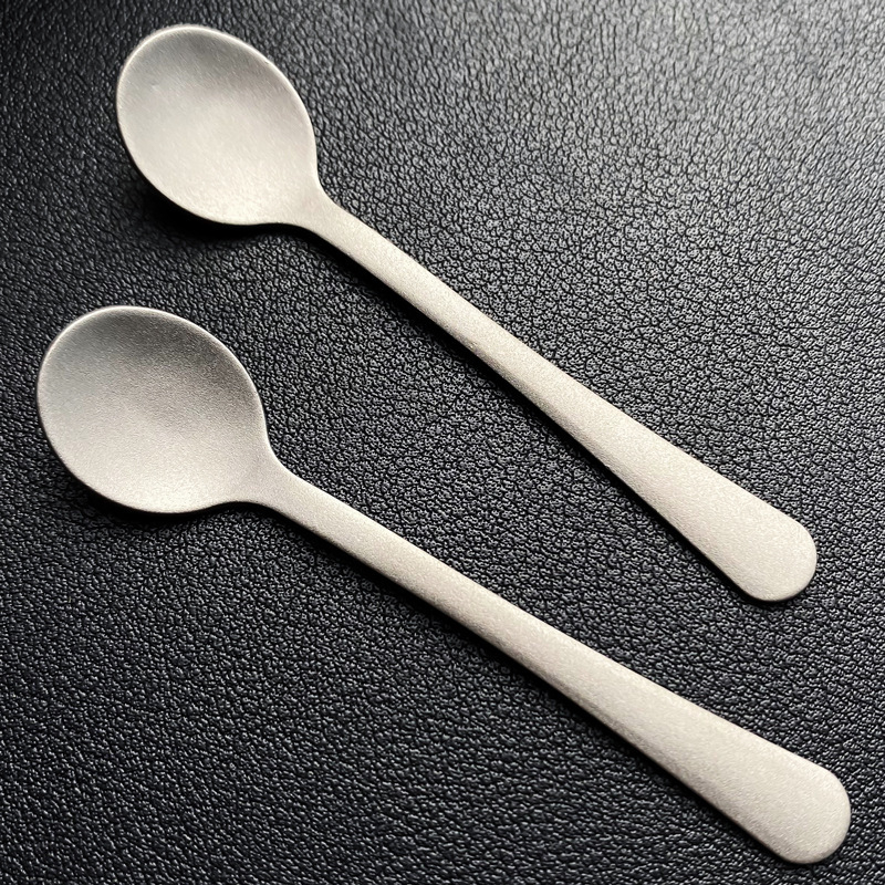 Lingură mini din titan pur, 7,4 cm, lingură de desert, lingură de condimente, linguriță de măsurare pentru pulberi medicamentoase