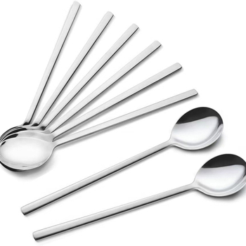 Set de 8 linguri de supă din oțel inoxidabil, 8,5 inch, cu mâner lung, stil japonez, pentru bucătărie de acasă și restaurante