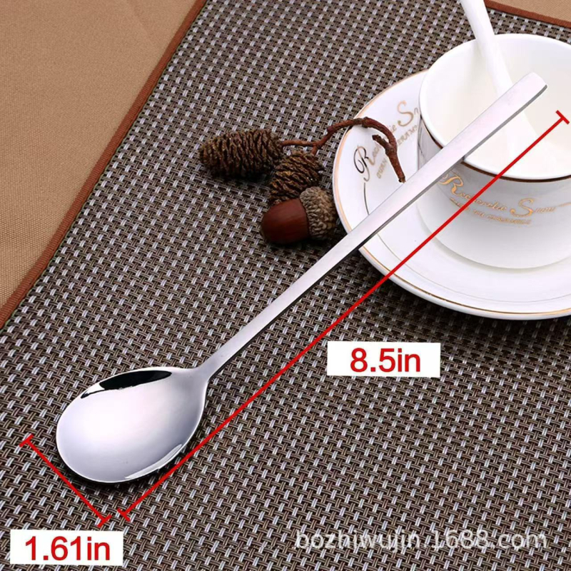 Set de 8 linguri de supă din oțel inoxidabil, 8,5 inch, cu mâner lung, stil japonez, pentru bucătărie de acasă și restaurante