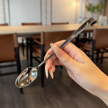 Lingură rotundă din oțel inoxidabil 430 pentru deserturi, amestec și cafea, suvenir de nuntă, imprimare siglă