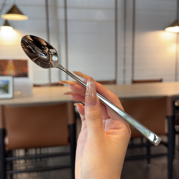 Lingură rotundă din oțel inoxidabil 430 pentru deserturi, amestec și cafea, suvenir de nuntă, imprimare siglă