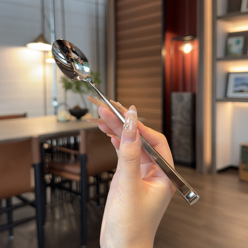 Lingură rotundă din oțel inoxidabil 430 pentru deserturi, amestec și cafea, suvenir de nuntă, imprimare siglă
