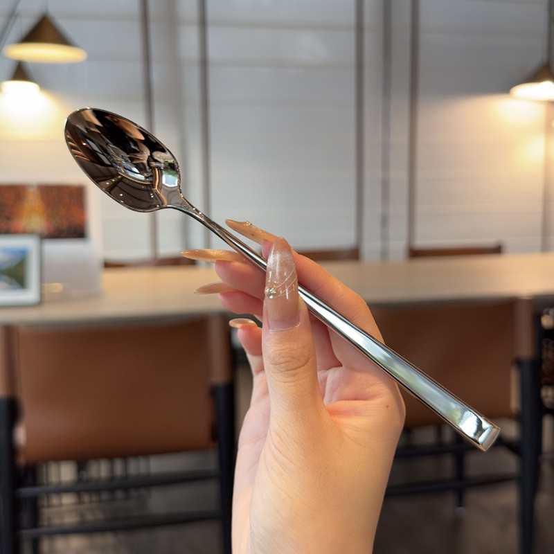 Lingură rotundă din oțel inoxidabil 430 pentru deserturi, amestec și cafea, suvenir de nuntă, imprimare siglă