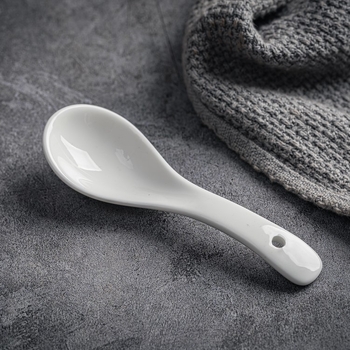 Lingură ceramică pentru copii, cu trei curbe, set cu lingură de supă corespunzătoare, 11,7 cm