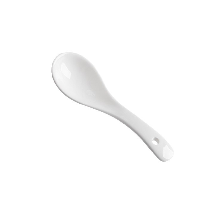 Lingură ceramică pentru copii, cu trei curbe, set cu lingură de supă corespunzătoare, 11,7 cm