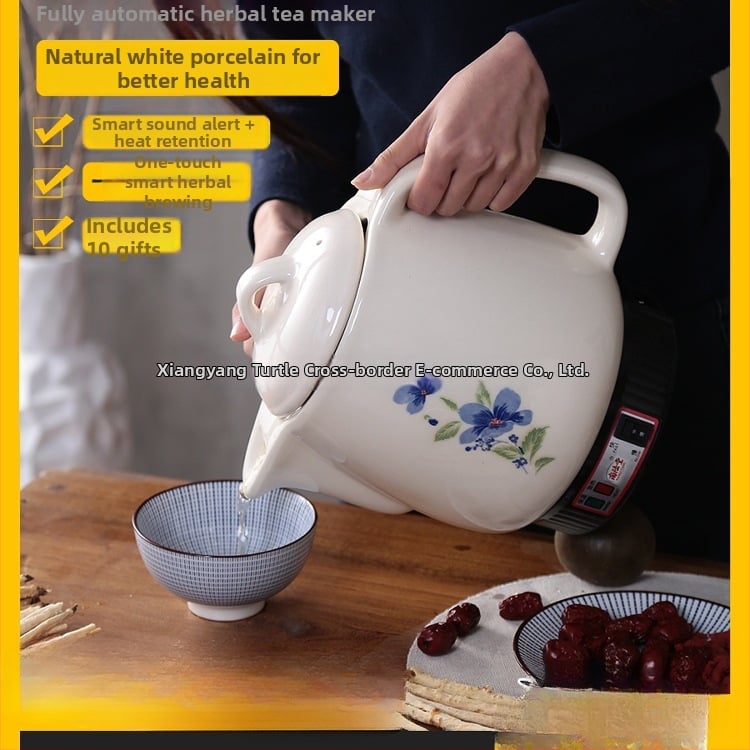 Recipient decoct electric complet automat pentru sănătate, vas ceramic pentru fiert plante medicinale, capacitate mare