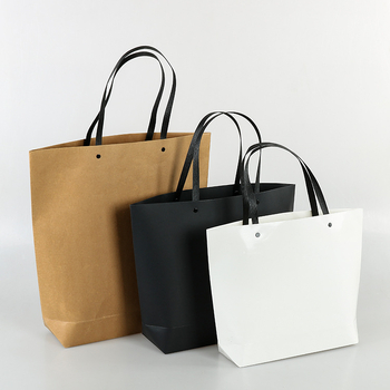 Genți tote din hârtie kraft cu siglă imprimată, design minimalist, pentru cadouri, în stoc