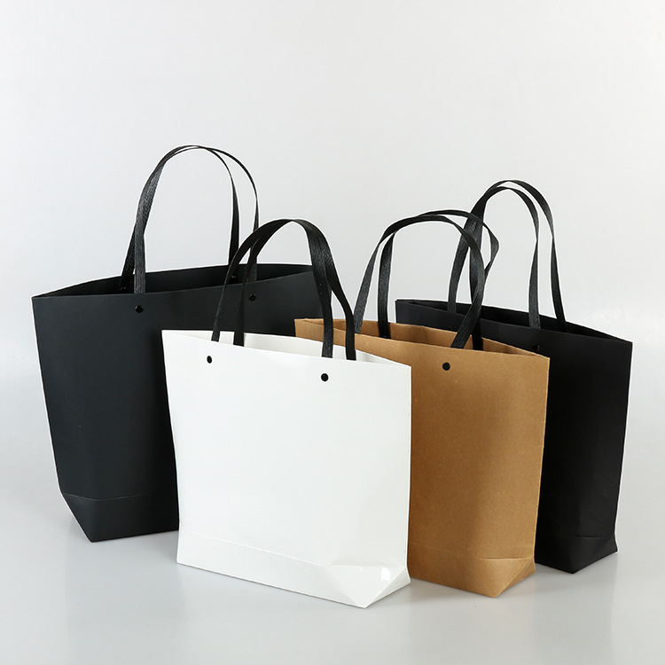 Genți tote din hârtie kraft cu siglă imprimată, design minimalist, pentru cadouri, în stoc