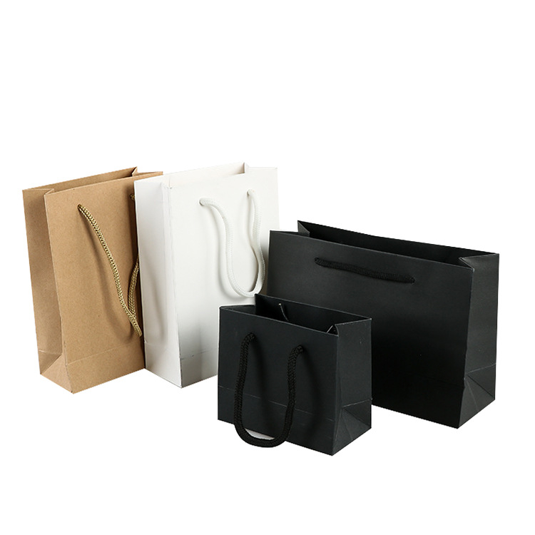 Genți tote din hârtie kraft cu siglă imprimată, design minimalist, pentru cadouri, în stoc