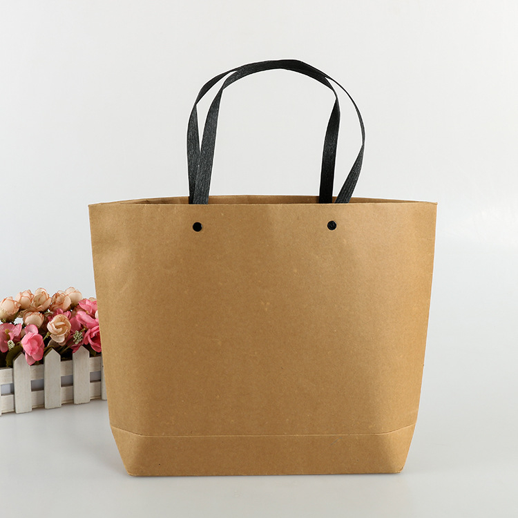 Genți tote din hârtie kraft cu siglă imprimată, design minimalist, pentru cadouri, în stoc