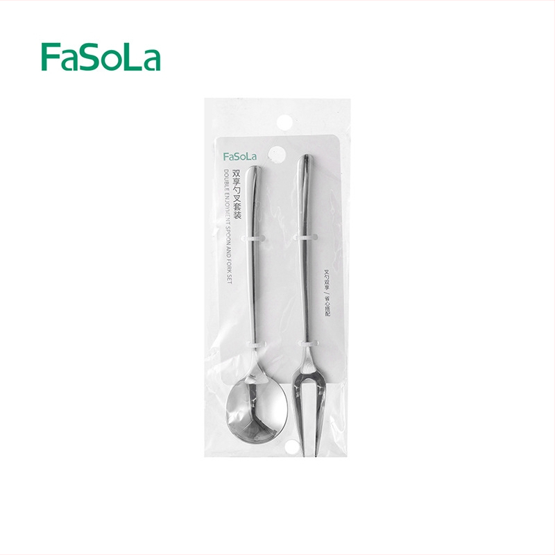 FaSoLa set linguriță de cafea pentru amestec, furculiță de fructe și linguriță de desert mic din oțel inoxidabil 304