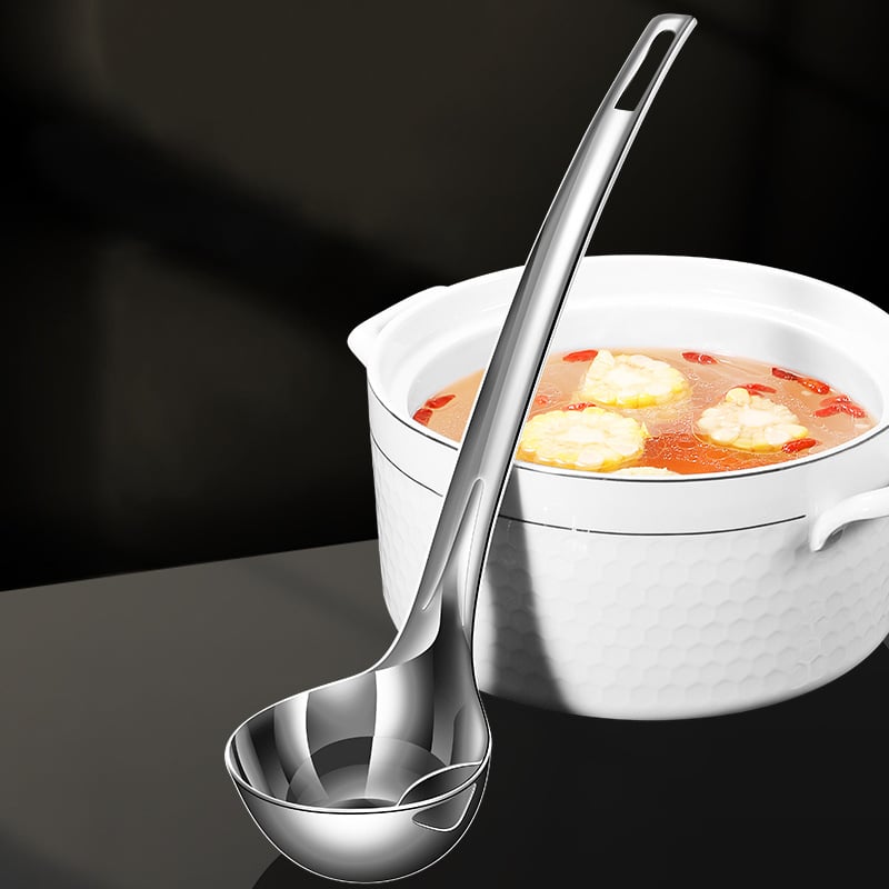 Lingură de filtru pentru ulei din oțel inoxidabil 316L, lungă pentru gătit, utilizare casnică, separare a uleiului în supe și fondue