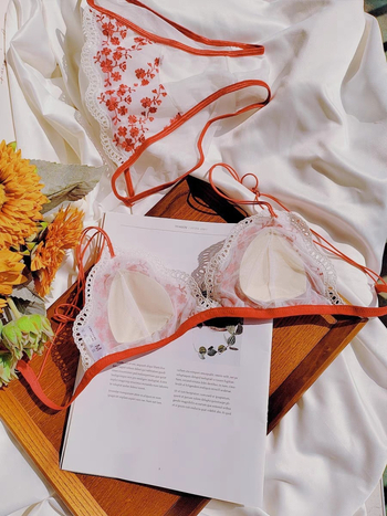 Bralet u francuskom stilu, bez kostiju, ultra-tanka izvezen čipka, trokutasti košar i tanke naramenice na leđima