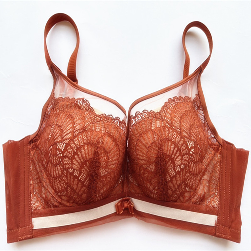 Čipkasti grudnjak s podstavom od 100% Mulberry svile, bez žice, push-up, za male grudi, košarica 3/4, model 2530