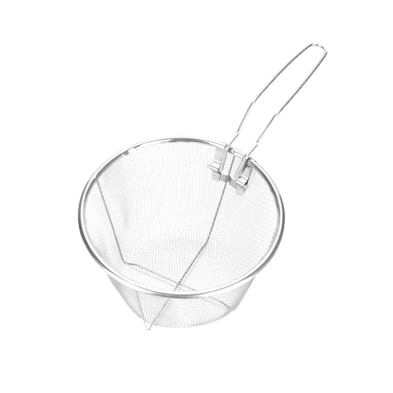 Coș de strecurat cu mâner lung, sită pentru paste, sită manuală, mare strecurătoare din oțel inoxidabil, coș pentru prăjit, filtru de ulei