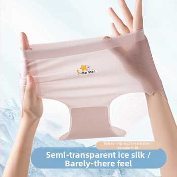 Dievčenské bezšvové nohavičky z ice-silk, roztomilý dizajn s karikatúrou, stredná výška pásu, väčšia veľkosť, mäkké a priedušné