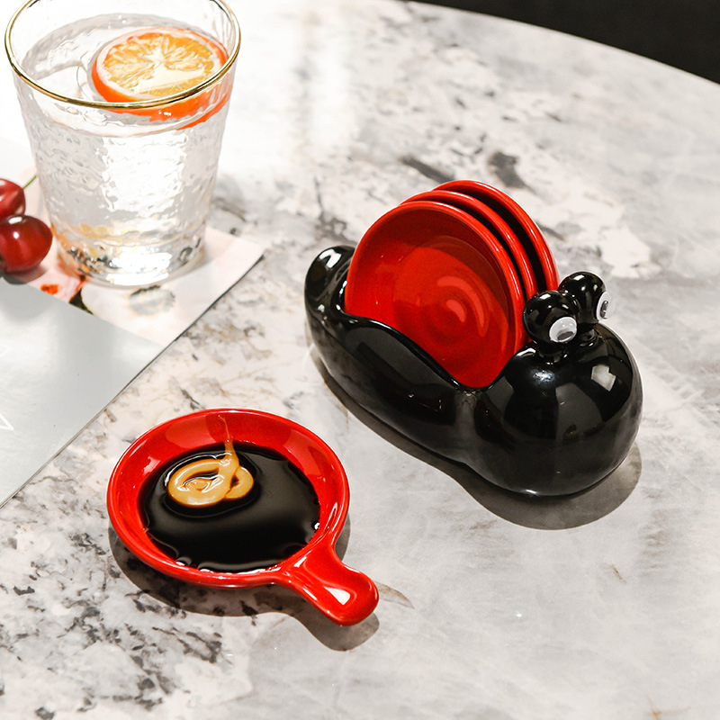 Farfurie ceramic cremă pentru sosuri, potrivită pentru hot pot și grătar – drăguț și creativ