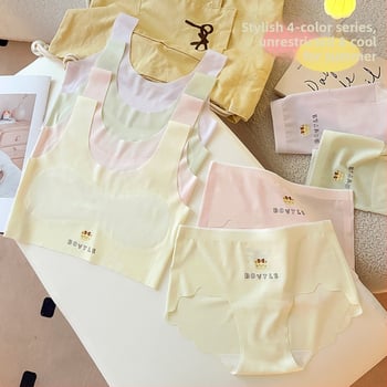 Set dievčenského spodného prádla pre školáčky, tenký materiál, vrátane tielka bez rukávov a tube top, priedušný nylon