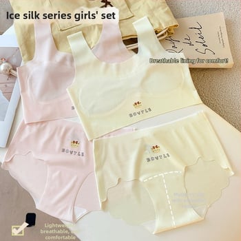 Set dievčenského spodného prádla pre školáčky, tenký materiál, vrátane tielka bez rukávov a tube top, priedušný nylon