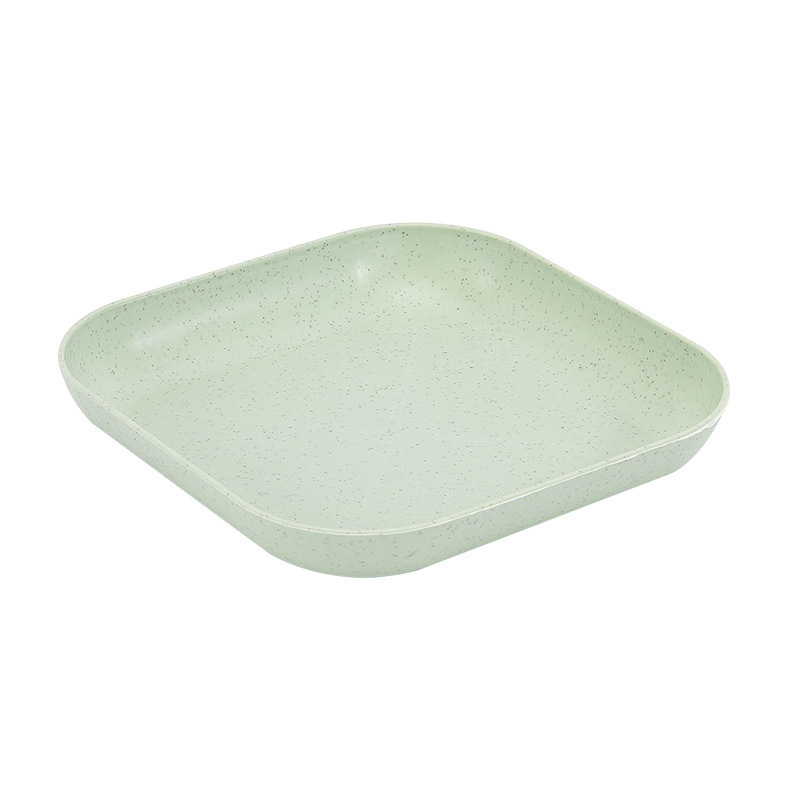 Farfurie pătrată pentru gustări din paie de grâu, 14 cm, culoare solidă, farfurie mică pentru fructe