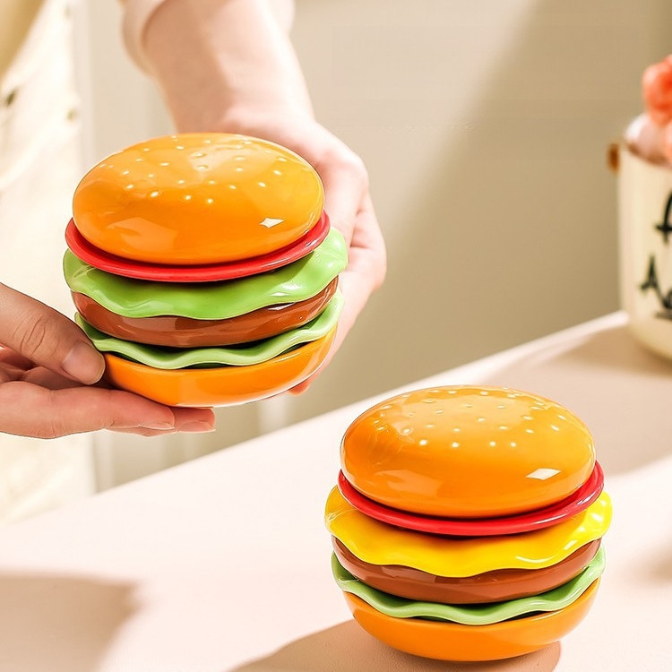 Burgers formájú mártásos tálak készlet, bájos dizájn, kis snack- és szósztálak