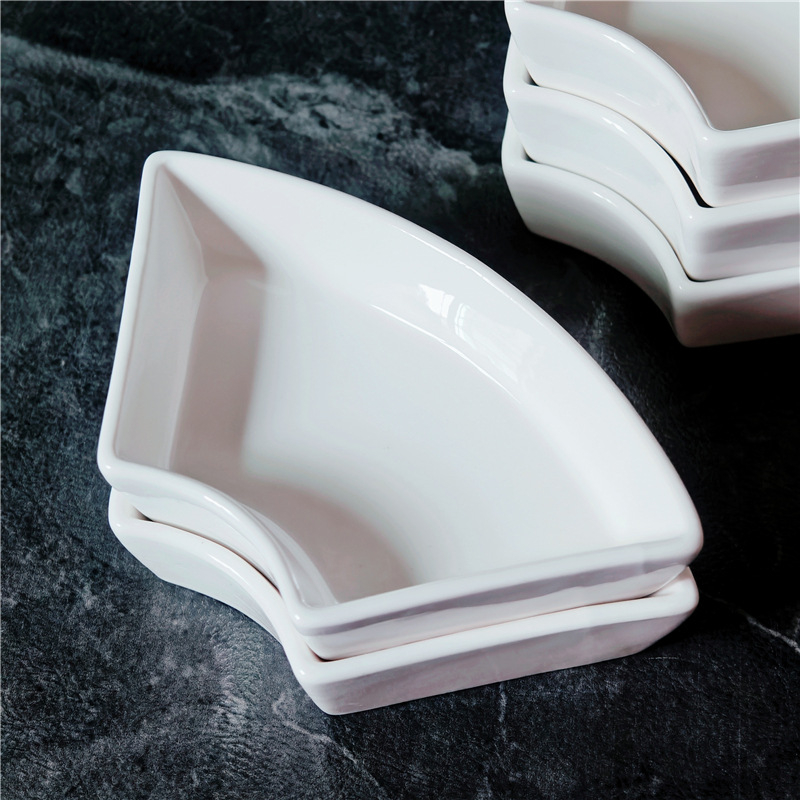 Farfurie ceramică în formă de ventilator pentru gustări, sos de înmuiat pentru rața la cuptor, sosuri pentru hot pot, accesorii pentru platoul de brânzeturi