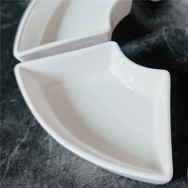 Farfurie ceramică în formă de ventilator pentru gustări, sos de înmuiat pentru rața la cuptor, sosuri pentru hot pot, accesorii pentru platoul de brânzeturi