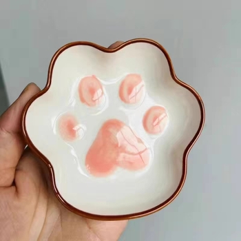 Farfurie ceramică pentru sosuri cu labă de pisică, utilizare casnică, farfurie mică pentru sosuri și condimente, ketchup și oțet