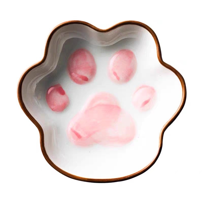 Farfurie ceramică pentru sosuri cu labă de pisică, utilizare casnică, farfurie mică pentru sosuri și condimente, ketchup și oțet
