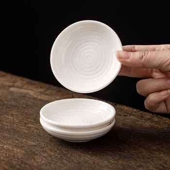 Farfurie pentru condimente, model în valuri, 35 ml, porțelan alb Dehua, ceramică pentru oțet și sos de soia, farfurie de dipping pentru hot pot și grătar
