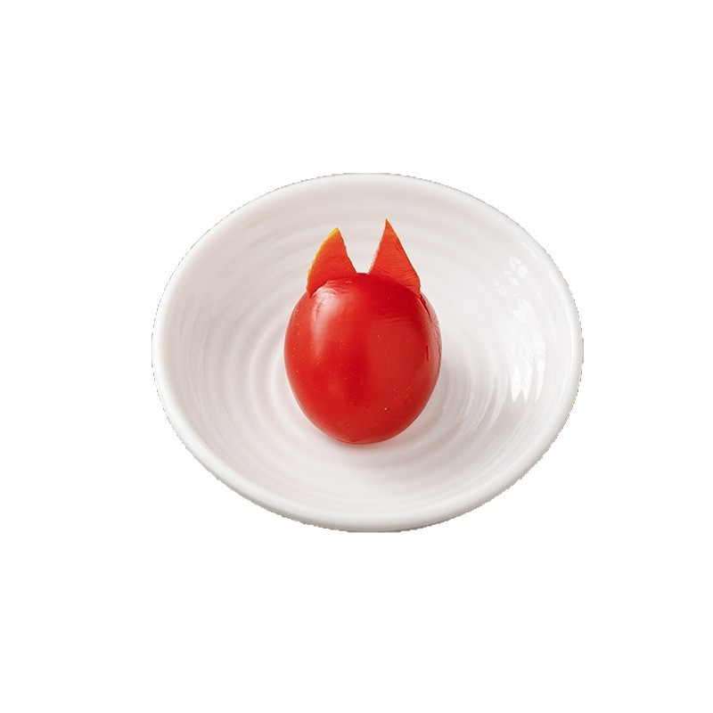 Farfurie pentru condimente, model în valuri, 35 ml, porțelan alb Dehua, ceramică pentru oțet și sos de soia, farfurie de dipping pentru hot pot și grătar