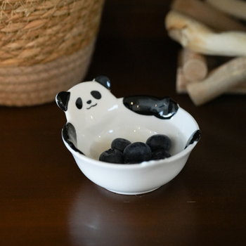 Vas ceramic pentru dipuri, cu panda desenat, mic vas drăguț pentru sosuri și condimente, potrivit pentru hot pot