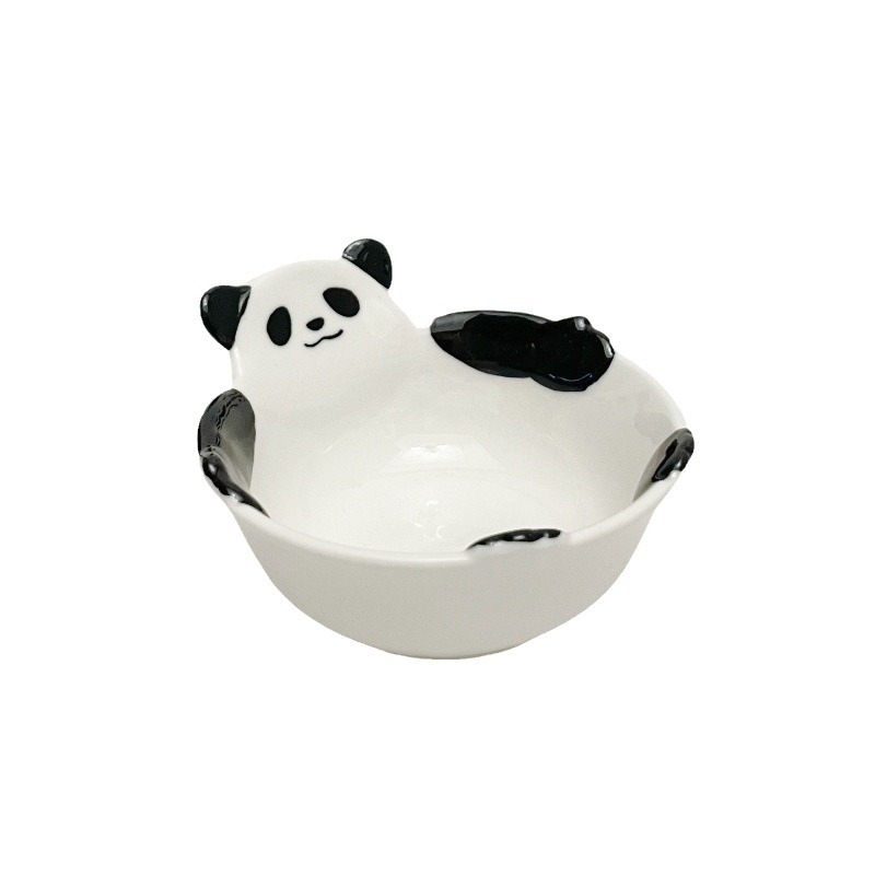 Vas ceramic pentru dipuri, cu panda desenat, mic vas drăguț pentru sosuri și condimente, potrivit pentru hot pot