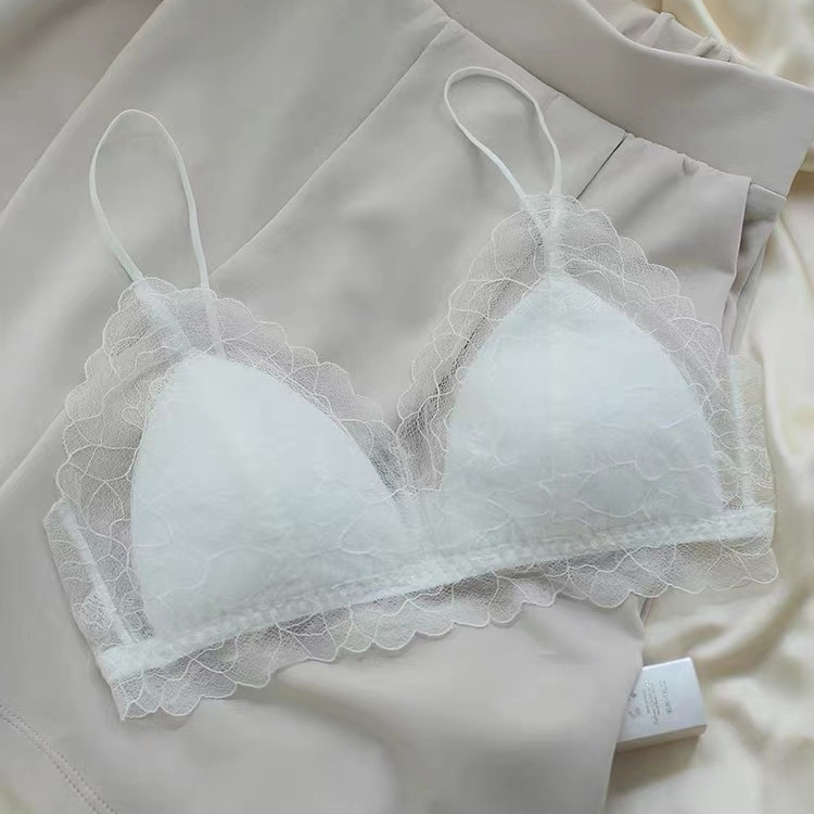 JCSILK Mulberry Silk ultra-tanki grudnjak s trokutastim košaricama, bez žice, francuski stil, za mali bust