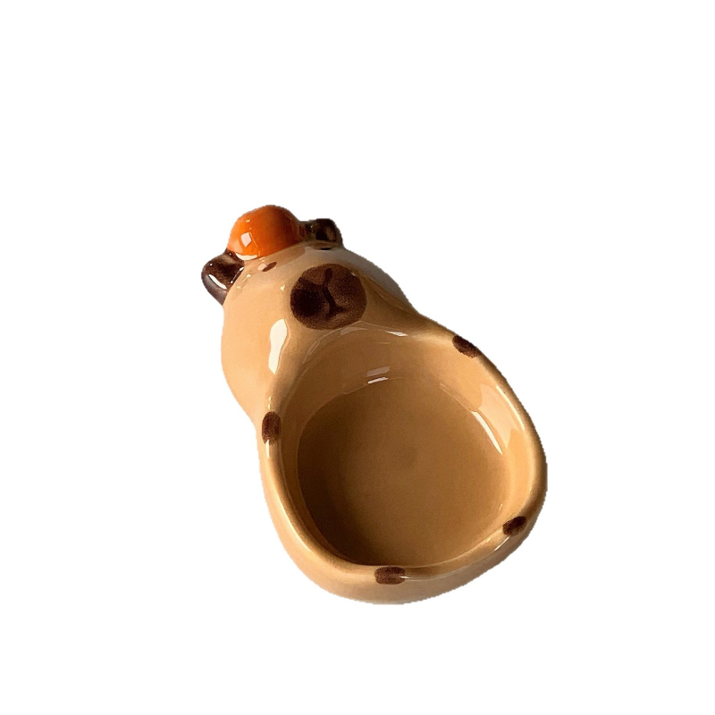 Farfurie ceramică în stil japonez cu capybara, pentru sosuri, salate, ketchup și oțet — drăguț