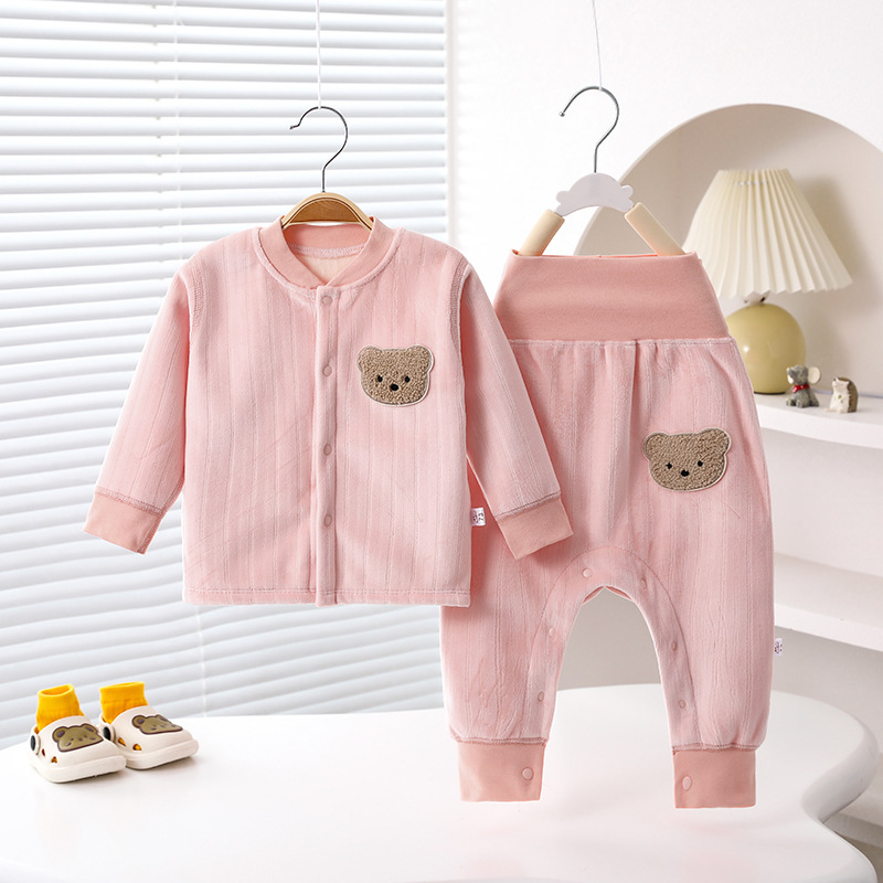 Unisex set pidžama za bebe s flisom i kardiganom za jesen-zimu, hlače