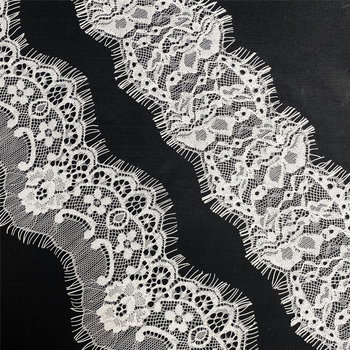 Dantelă fără elastan cu model decupat, alb-negru, pentru lenjerie, margine de rochie de mireasă și decor textile pentru casă.