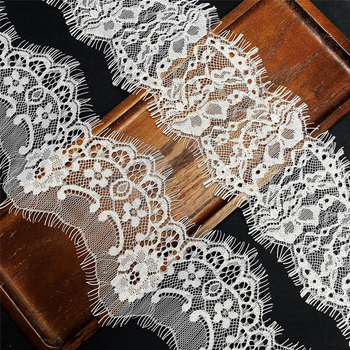 Dantelă fără elastan cu model decupat, alb-negru, pentru lenjerie, margine de rochie de mireasă și decor textile pentru casă.