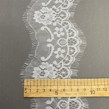 Dantelă fără elastan cu model decupat, alb-negru, pentru lenjerie, margine de rochie de mireasă și decor textile pentru casă.