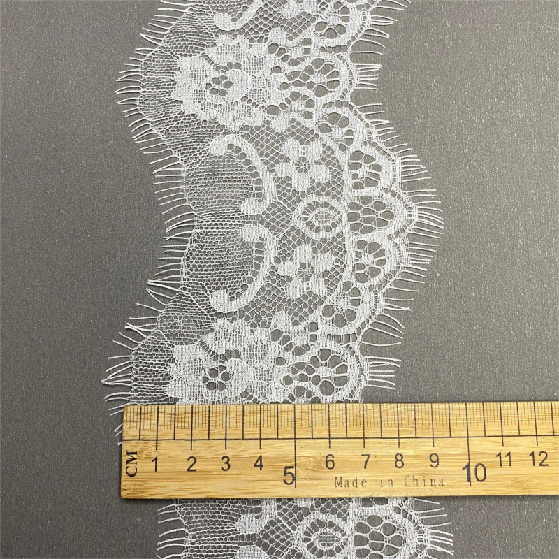 Dantelă fără elastan cu model decupat, alb-negru, pentru lenjerie, margine de rochie de mireasă și decor textile pentru casă.