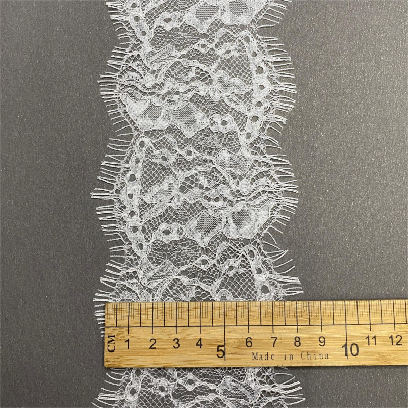 Dantelă fără elastan cu model decupat, alb-negru, pentru lenjerie, margine de rochie de mireasă și decor textile pentru casă.