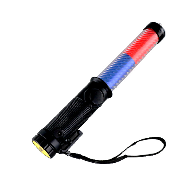 Bețișor de trafic cu LED roșu/albastru intermitent, fluier electronic, iluminare nocturnă de urgență și semnal rutier de avertizare