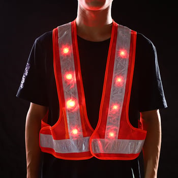 LED reflektirajuća jakna za vožnju biciklom s bljeskanjem, I- i V-oblikom reflektirajućih panela