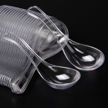 808 linguri de unică folosință din cristal, din plastic dur PS, transparente, ambalate individual pentru livrare și desert