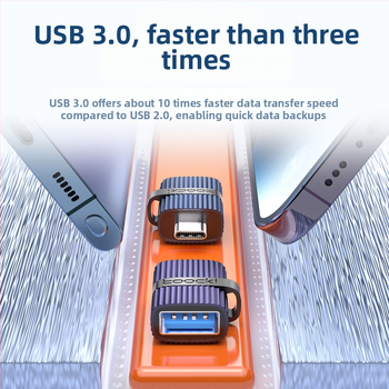 Toocki USB 3.0 A mužský adaptér na USB-C ženský pre notebooky OTG, s vertikálnou textúrou