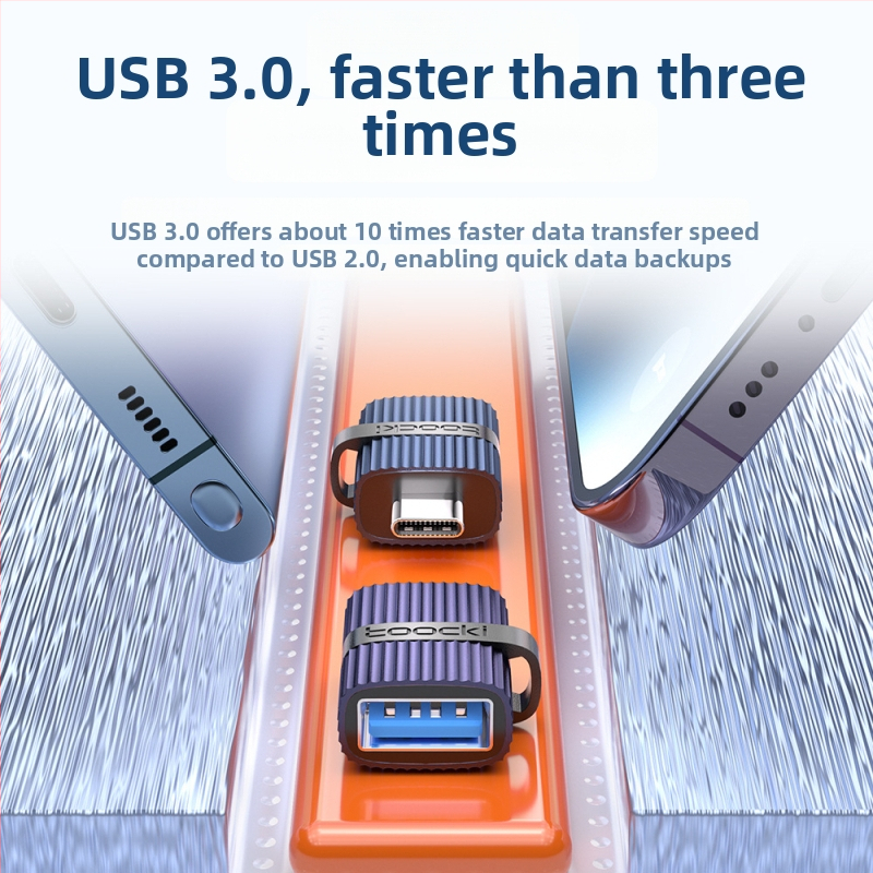 Toocki USB 3.0 A mužský adaptér na USB-C ženský pre notebooky OTG, s vertikálnou textúrou