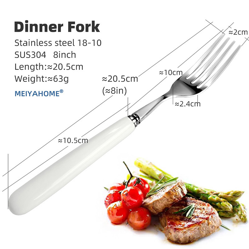 Furculă de dining din oțel inoxidabil 304, 8 inchi, 18/10, stil occidental, grosime sporită