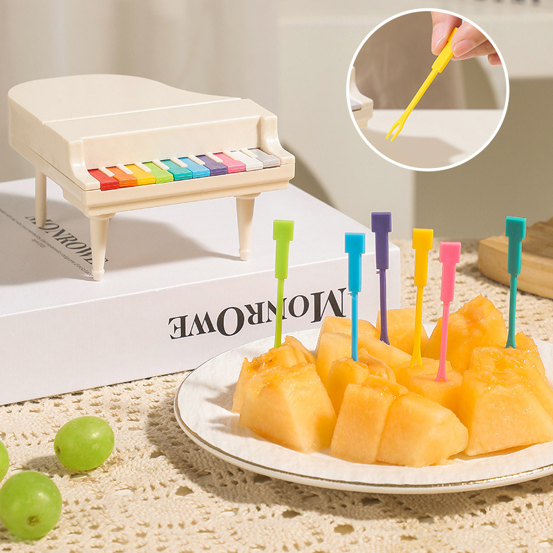Furculițe de fructe din plastic, inspirate de pian, pentru gustări acasă și deserturi, set de 10 bucăți